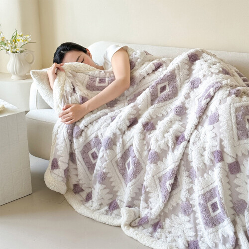 Lila Polyester-Doppellagige Fleecedecke 100 x 70 cm 1