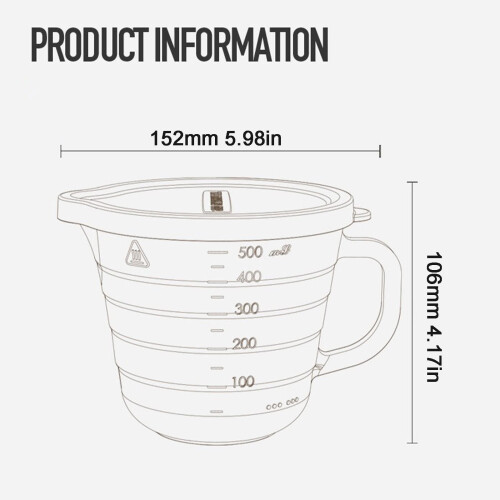 Verre doseur en verre borosilicate avec poignée, 1 L 2