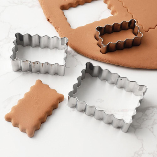3Pcs Square Cookie Cutter Stainless Steel Rectangle Molds Biscuit UK 1