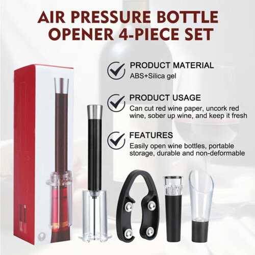 Σετ Wino On the Go 4 σε 1: Αντλία αέρα, κόφτης αλουμινίου, σιφώνι και πώμα κενού – Συμβατό 2