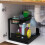 Sink Organizer, Pull Out Cabinet Organizer 2-Tier Sliding Shelf Multi-Use for Under Kitchen Sink and Storage 2