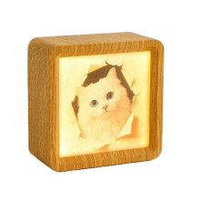 Wood Grain Photo Frame Sleep Speaker with White Noise LED Atmosphere Light Night Light Desktop Style Audio