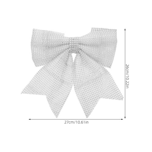Laço grande prateado de Natal com strass, ideal para decoração de festas e feriados, 26,7 cm (10,5 polegadas). 1