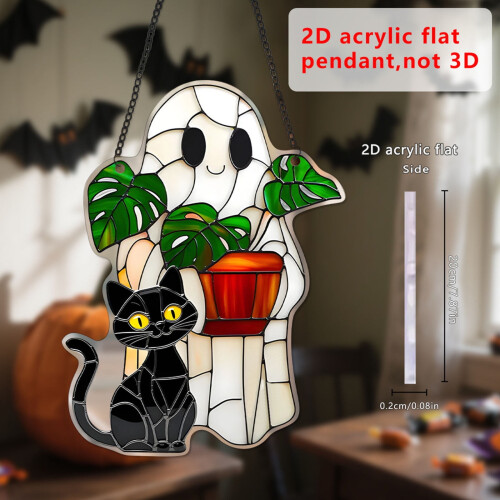 Ακρυλικό μενταγιόν Halloween2D Μάγισσα & Σκελετός – Διαφανές κρεμαστό διακοσμητικό 2
