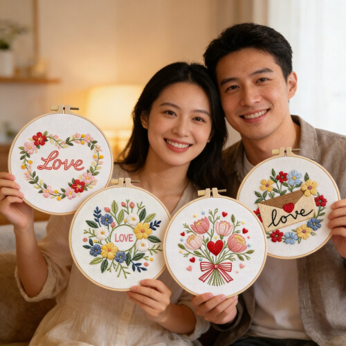 Personalize Florals Embroidery Craft Set Cotton Plastic For Home 1