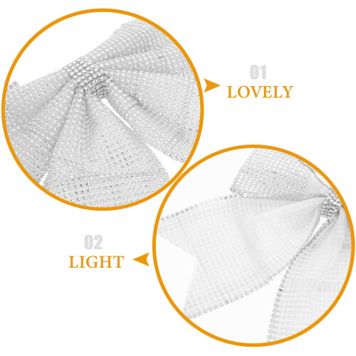 Laço grande prateado de Natal com strass, ideal para decoração de festas e feriados, 26,7 cm (10,5 polegadas). 2