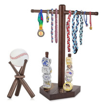 Baseball & Drip Necklace Holder, Wooden Baseball or Softball Display Holder with Baseball Stand