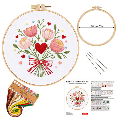 Personalize Florals Embroidery Craft Set Cotton Plastic For Home 2