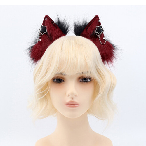 Cerchietto per capelli con orecchie di gatto artificiali e orecchini, ideale per Halloween e cosplay. 2