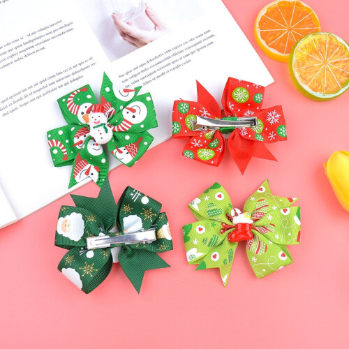 Conjunto de 10 presilhas de cabelo em cores sortidas para meninas, perfeitas para o Natal. 8 x 7,5 cm (3,1 x 3 polegadas). 2