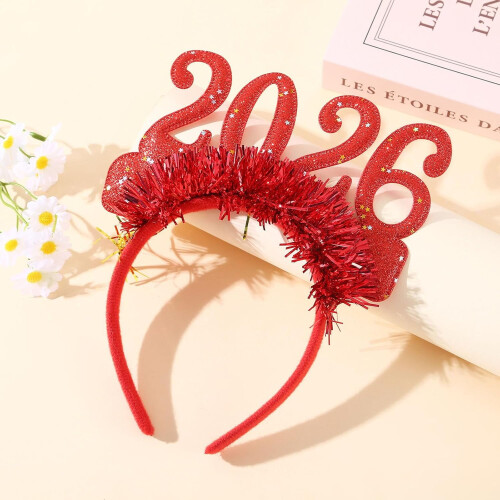 Tiara de Natal 2026, vermelha, com glitter, para mulheres e meninas. 1