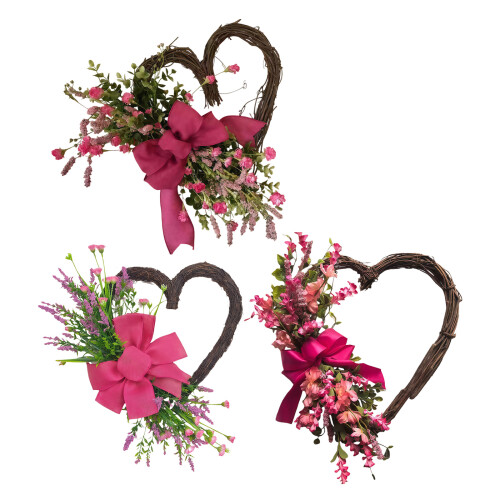 Valentine's Heart Wreath Artificial Rose Flower Wreath Spring-3 1