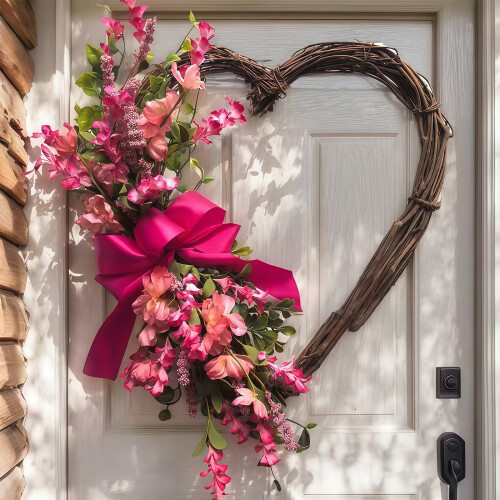 Valentine's Heart Wreath Artificial Rose Flower Wreath Spring-3 2