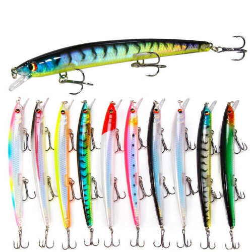 2 Stück robuste Minnow-Köder, 15,4 g/13,5 cm, harte, bionische Bleistiftköder aus Kunststoff 1