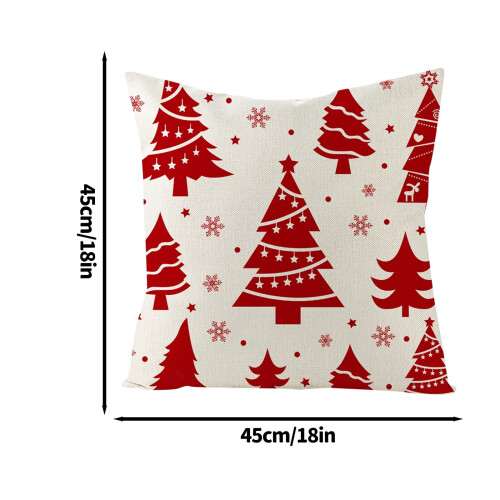 Capa de almofada de Natal com estampa de veado e floco de neve em algodão e linho, 45x45 cm. 2