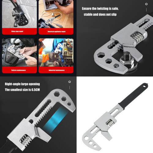 Right-Angled Adjustable Wrench for Pipes, 1Piece 1