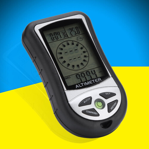 Black Multi-function Digital Altimeter Barometer Compass Weather Forecast For Outdoor Hiking, Compass, Digital Altimeter 2