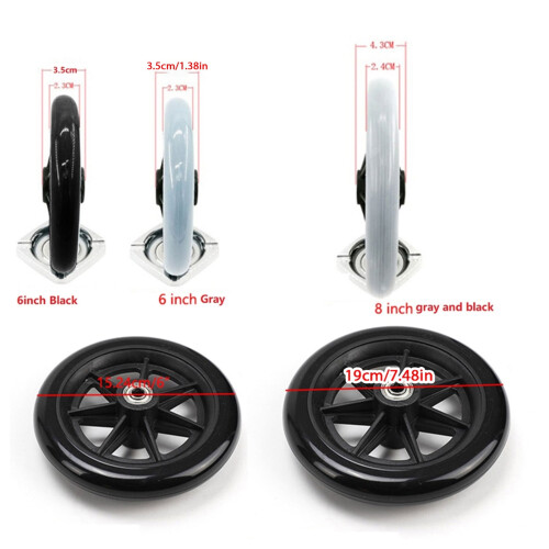 Roda dianteira giratória para cadeira de rodas de 6/8 polegadas 2