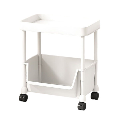2-Layer Adjustable Rolling Storage Rack Cart, Large Capacity, ABS Plastic & Pipe Frame, Indoor/Outdoor Use 1