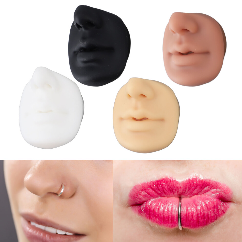 Silicone Piercing Practice Model 4pcs, Lip & Nose, 7.5x7cm
