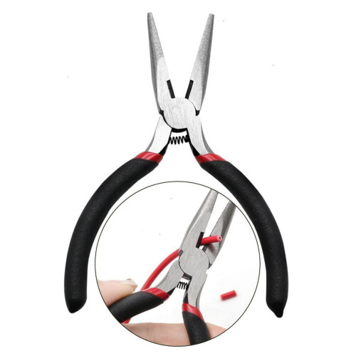 Alicate de bico fino com mola de 5 polegadas, confiável para reparos domésticos e fabricação de joias. 1