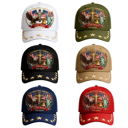 Adjustable Size Cotton 250th Anniversary Baseball Cap-Navy Blue 1