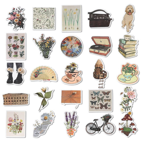Αδιάβροχα αυτοκόλλητα βινυλίου Vintage Scrapbooking, 50 τεμάχια 1