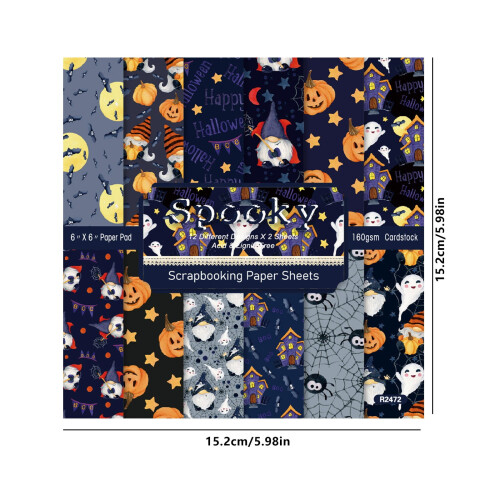 Σετ διακοσμητικών χαρτιών για το Halloween 24 φύλλα 15x15cm 2