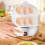 Egg Cooker, Stainless Steel Boiled Egg Maker, Double Layer Breakfast Appliance For Home, Kitchen, Soft Or Hard Eggs(White) 5