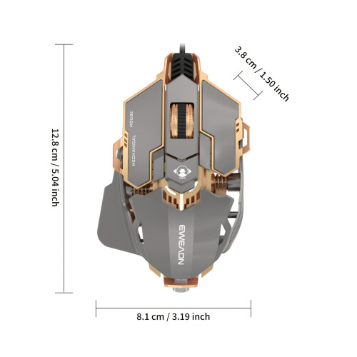 Μηχανικό ποντίκι παιχνιδιών G5Metal – Αθόρυβο/Ακουστικό, 8 κουμπιά μακροεντολών, 1