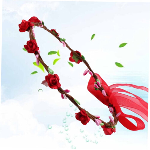 Tiara de tecido com rosas vermelhas, leve e ideal para ocasiões especiais. 1
