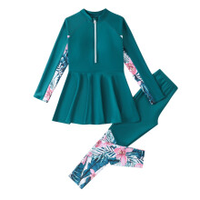 Girls' sun-safe tankini set long sleeve rash guard and