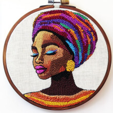 Nålhålskit med afrikansk flickamotiv – 20x20 cm