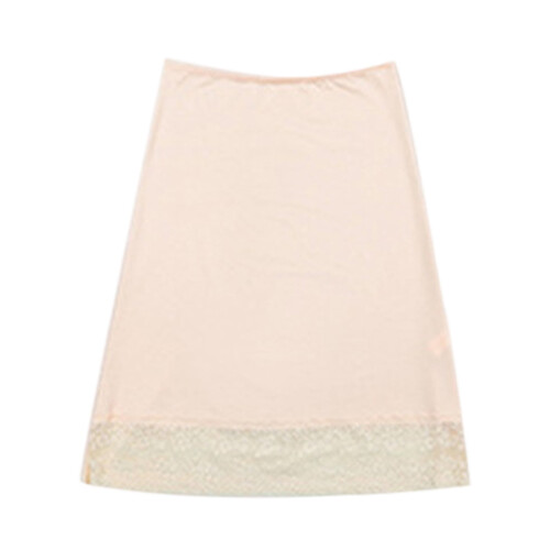 Women's knee-length half slip with lace trim