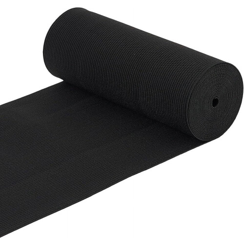 Zwarte platte elastische band 150 mm x 3 m