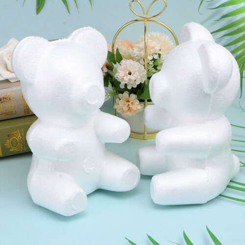 Modelo de Urso de Espuma Branca para Artesanato - Pacote com 2