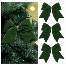 3 Velvet Christmas Bows 6 x 6 in Brown & Milky