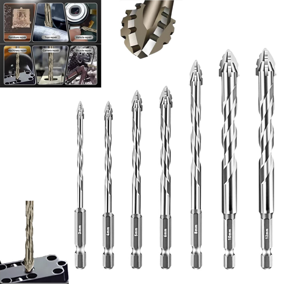 Eccentric Drill Bit Set 4-Tooth Hex Shank For Tile Concrete 962125002720