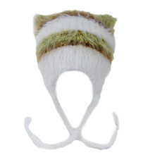 Czapka z uszami kociaka, dzianinowa, unisex, akrylowa
