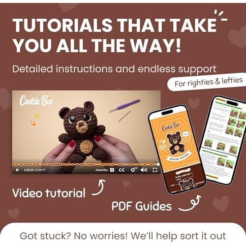 Beginner Crochet Kit: Bear Bruno Amigurumi Plush – DIY Starter Set with Video & PDF Tutorials 2