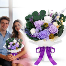Ramo mixto de rosas, flores artificiales preservadas (1 pieza)