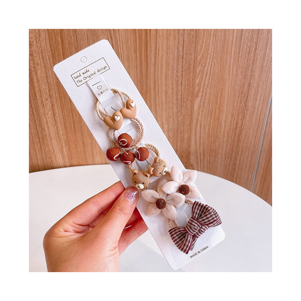 Cartoon Flower Bow Scrunchie for Kids 10pcs