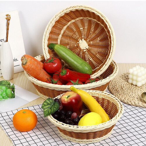 Geweven plastic rotan opbergmand 12x8x6 inch