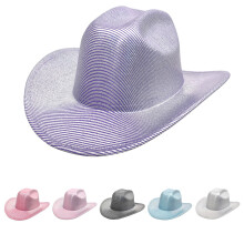 Pălărie de cowboy din fetru pentru femei cu bor larg modelabil, gri