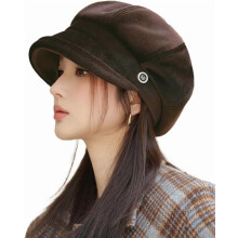 Britse baret voor dames, zwart, wit en rood.