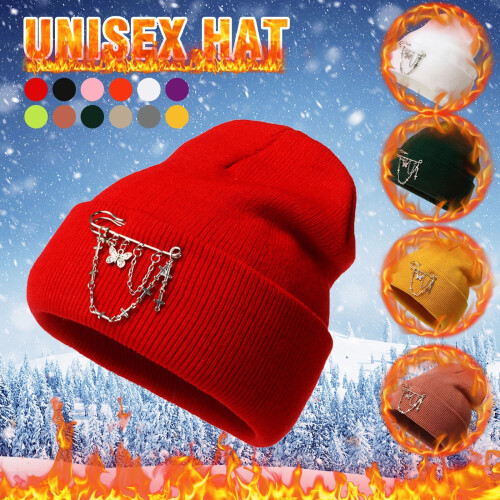 Gorro de invierno unisex de punto con pompón (1 pieza)