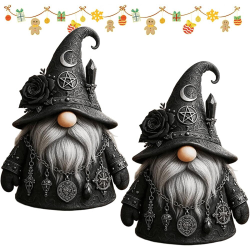 Gothic Wizard Gnome Figurine – Resin Decorative Statue