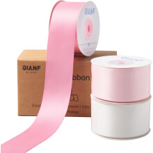 Cinta de satén rosa de doble cara, 3,8 cm x 13,9 m (3 rollos)