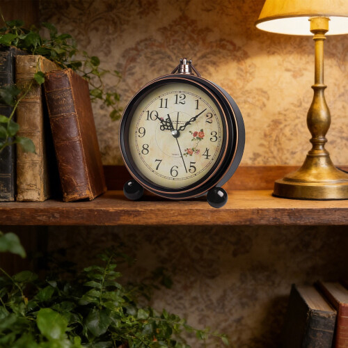 Vintage Analog Alarm Clock with Night Light and Silent