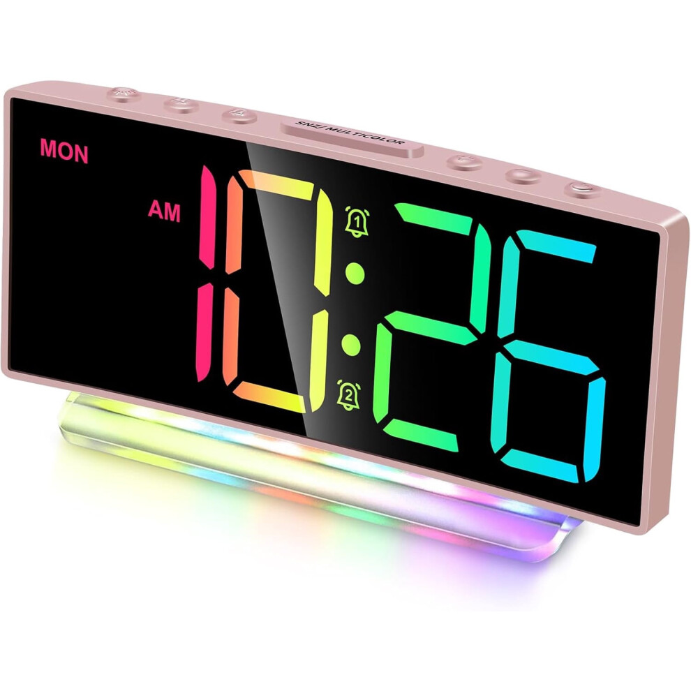 Digital Alarm Clock with RGB Display and USB Charging
